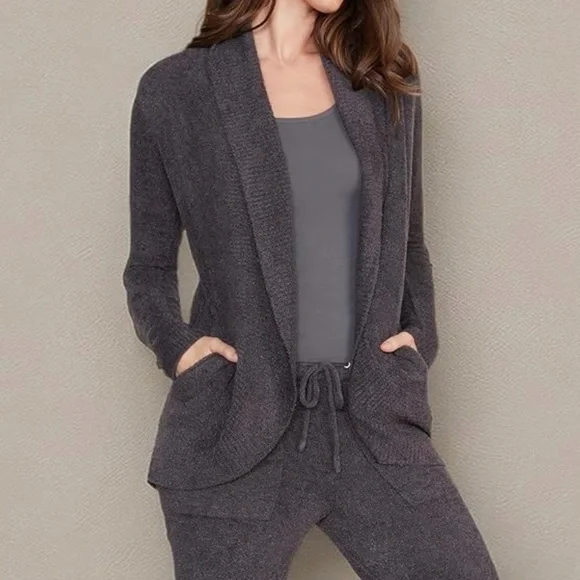 Barefoot Dreams Cozychic Lite Grey Open Cardigan Style 423 Size XS NWT - Picture 1 of 11